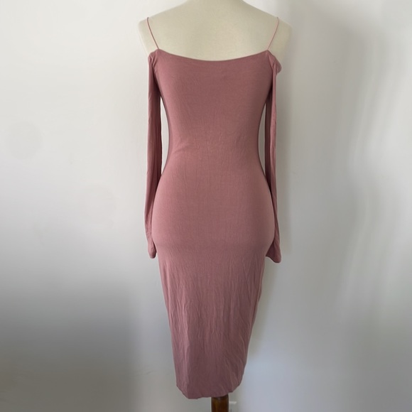 T by Alexander Wang Pink Long Sleeve Cut out Off the Shoulder Dress size Medium - Picture 5 of 7